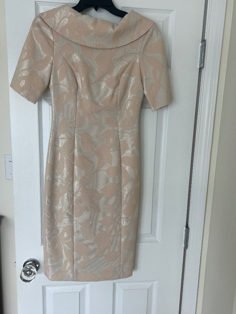 Salmon and Cream Brocade Dress